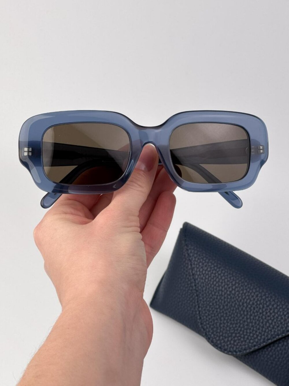 Loewe LW40158F SLIM 84E Rectangle Sunglasses – Shiny Blue / Brown Lenses